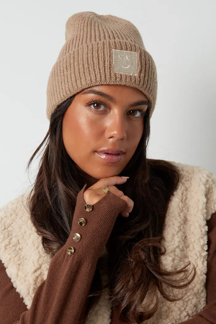 Beanie Mütze "Smiley" warm Strickmütze Wintermütze verschiedene Farben