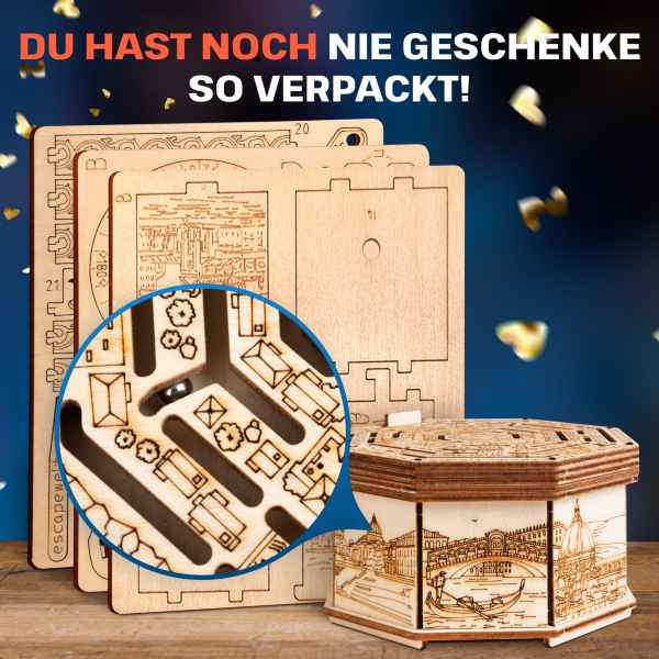 Escape Welt HOLZ SECRETBOX LABYRINTH - Escape Room Spiel - Rätsel - myshop-ffm