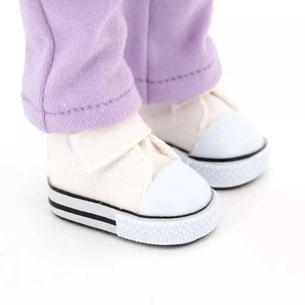 Handgefertigte Puppe "MIA in einem lila Trainingsanzug" 32 cm - myshop-ffm