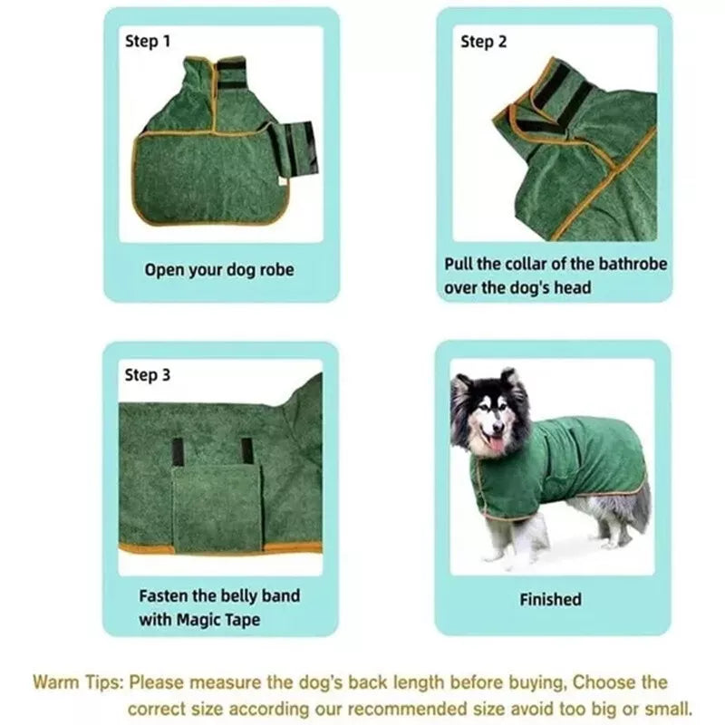 Saugfähiger Hunde- & Katzen-Bademantel XS-XL - Schnell trocknend & kuschelig warm!