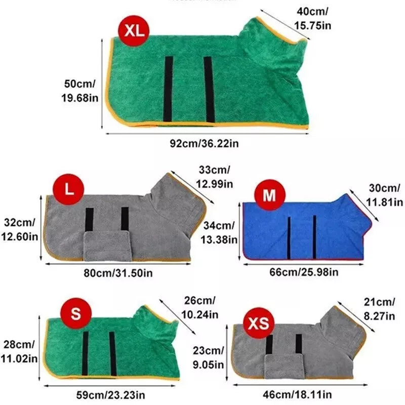Saugfähiger Hunde- & Katzen-Bademantel XS-XL - Schnell trocknend & kuschelig warm!