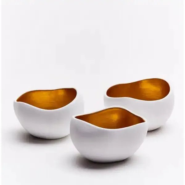 ANOQ Set mit 3 goldenen Teelichthaltern - myshop-ffm