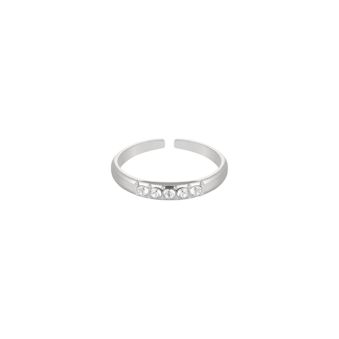 Eleganter Ring mit 5 Strass Steinen in Silber - myshop-ffm