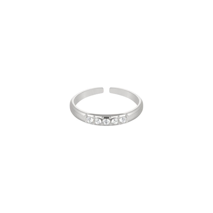 Eleganter Ring mit 5 Strass Steinen in Silber - myshop-ffm