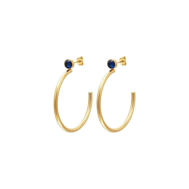 Große Creolen mit rotem, blauem oder grünen Zirkon in Gold - myshop-ffm