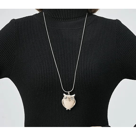 Halskette "Eulenanhänger" Gebürstet in Gold & Braun oder Silber & Türkis- Länge 80-86 cm - myshop-ffm