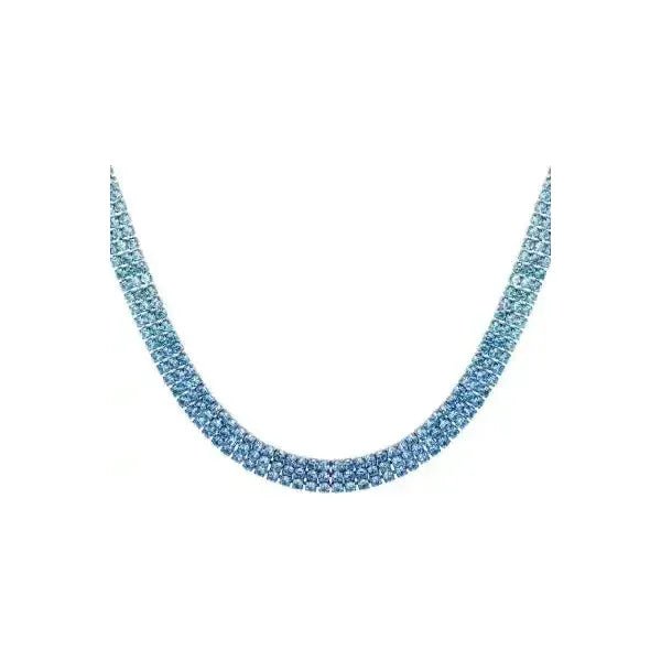 Halskette "festlichen Strasssteinen" in Blau & Silber - Länge 38-43 cm - myshop-ffm