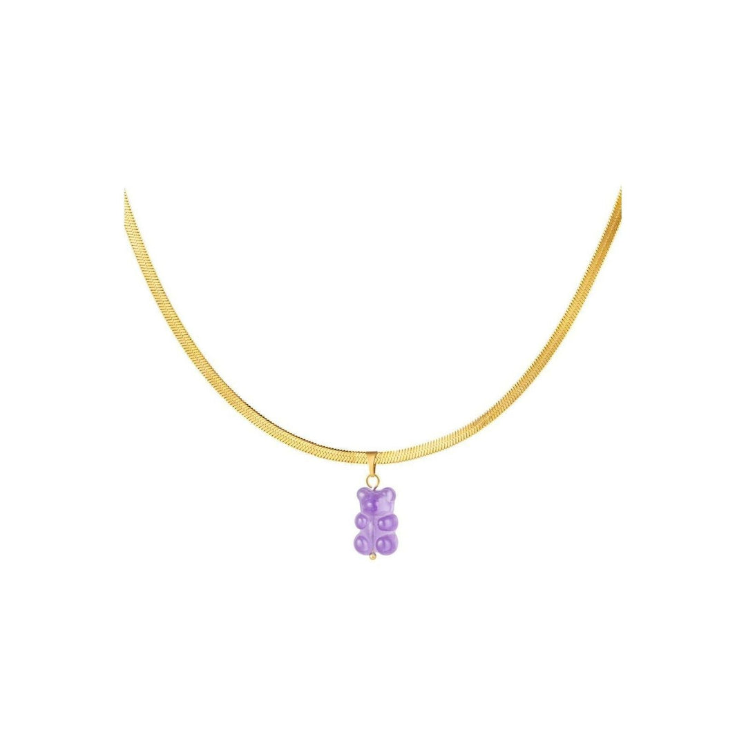 Halskette "Gummibärchen" Rot, Blau, Lila und Orange in Gold - Länge 39-44 cm - myshop-ffm