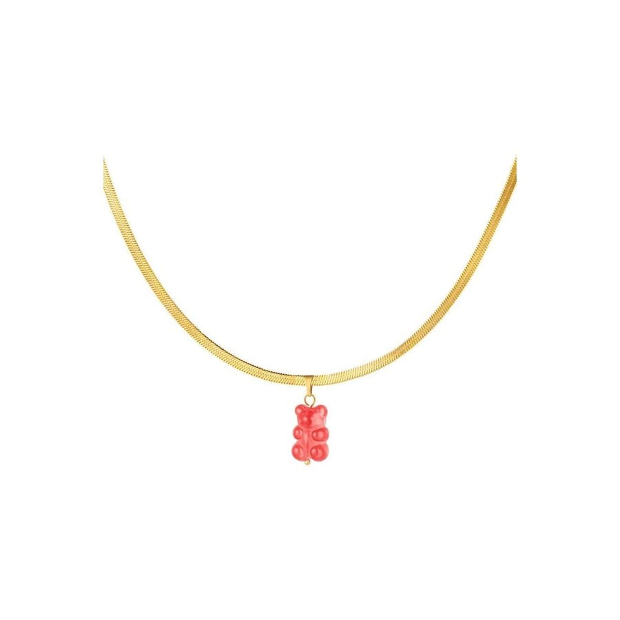 Halskette "Gummibärchen" Rot, Blau, Lila und Orange in Gold - Länge 39-44 cm - myshop-ffm