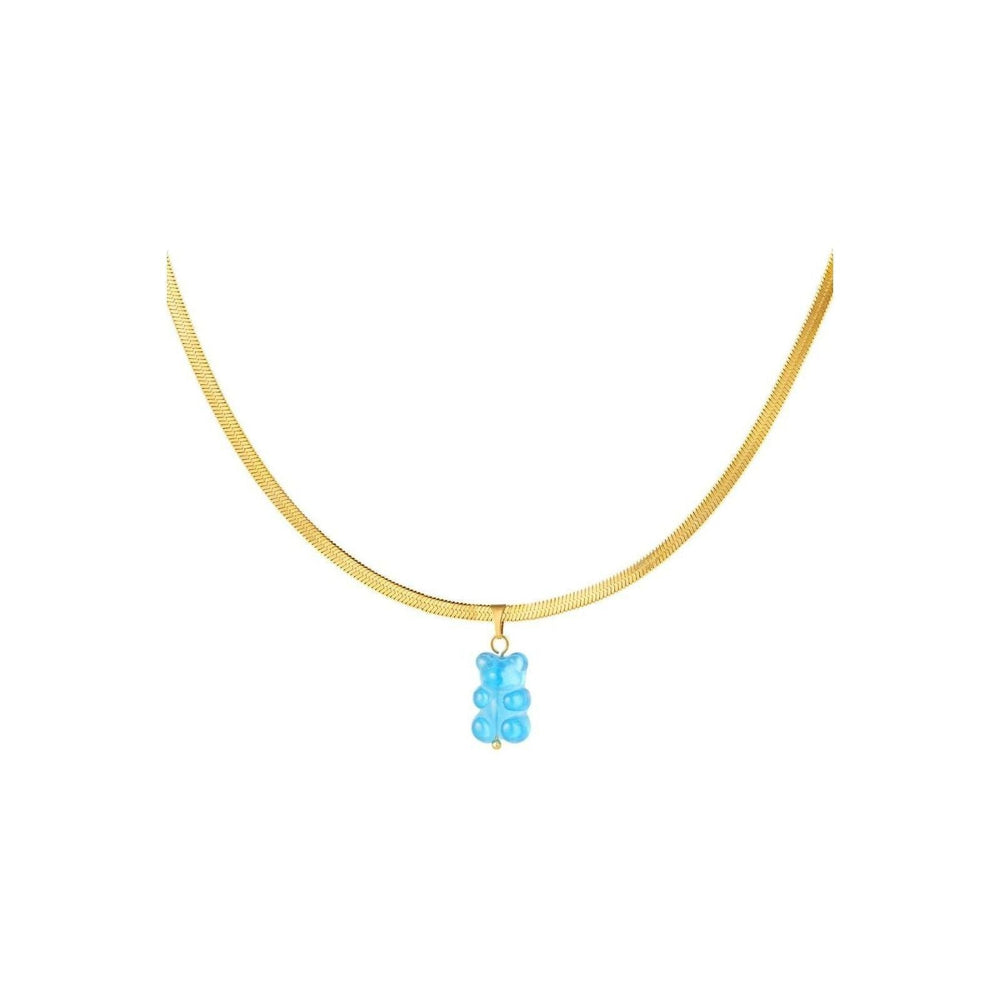 Halskette "Gummibärchen" Rot, Blau, Lila und Orange in Gold - Länge 39-44 cm - myshop-ffm