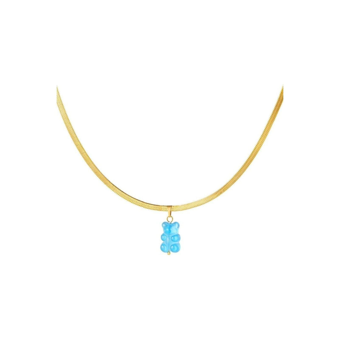 Halskette "Gummibärchen" Rot, Blau, Lila und Orange in Gold - Länge 39-44 cm - myshop-ffm