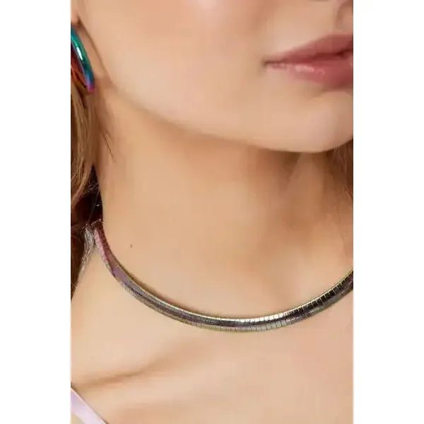 Halskette "holografisch mit Aufdruck" Multicolor - Länge 38-43 cm - myshop-ffm