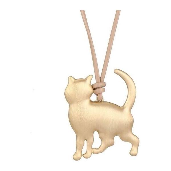 Halskette "Katzenanhänger" Gebürstet in Gold oder Silber - Länge 80-86 cm - myshop-ffm