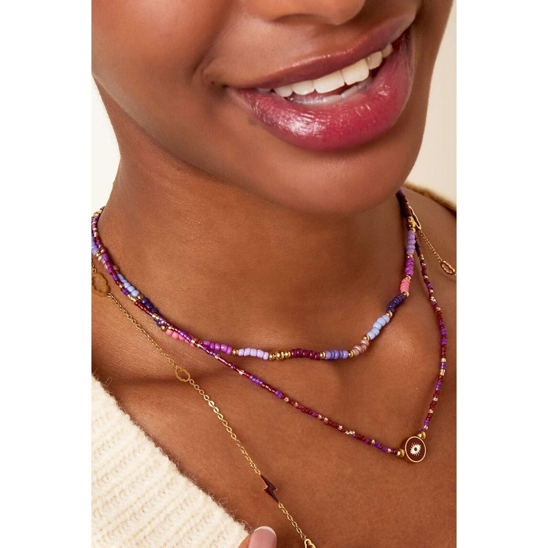 Halskette "Mehrfarbige braune Perlen" - Länge 36,5-41,5 cm - myshop-ffm