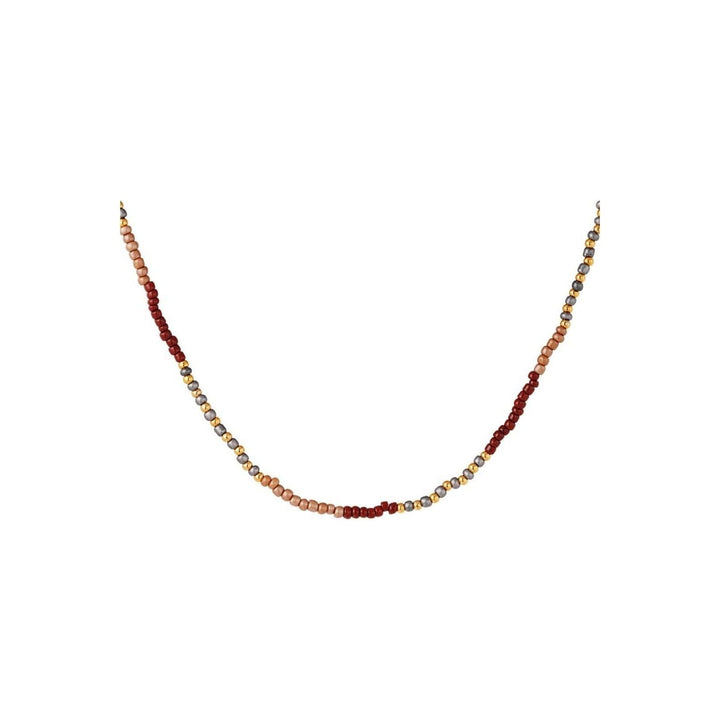 Halskette "Mehrfarbige braune Perlen" - Länge 36,5-41,5 cm - myshop-ffm