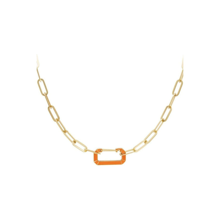 Halskette mit Gliederanhänger in Grün & Gold oder Orange & Gold - Länge 40-45 cm - myshop-ffm