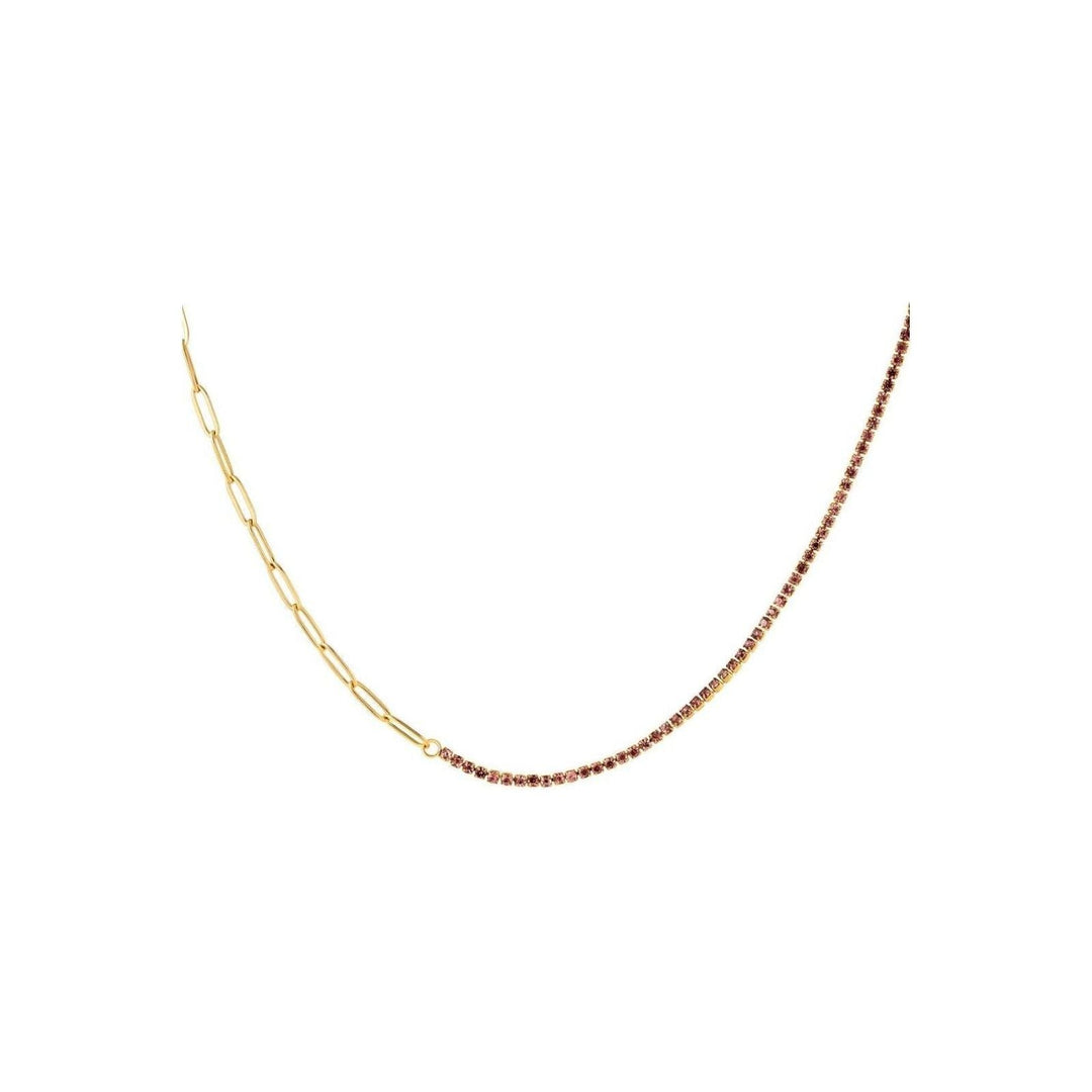 Halskette mit Grünen, Lila oder Roten Zirkone in Gold - Länge 40-45 cm - myshop-ffm