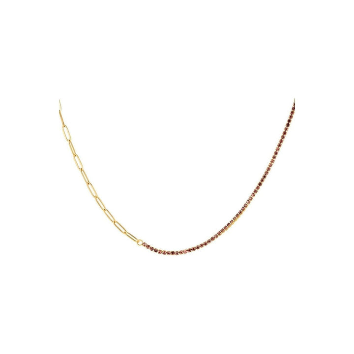 Halskette mit Grünen, Lila oder Roten Zirkone in Gold - Länge 40-45 cm - myshop-ffm