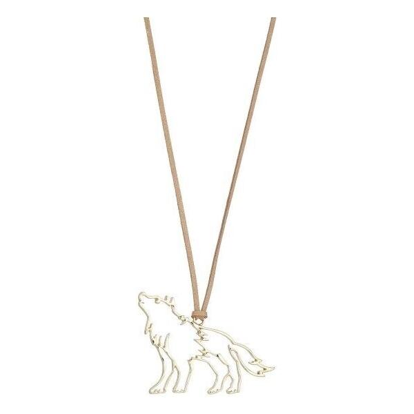 Halskette "Wolfsanhänger" in Gold & Braun oder Silber & Grau - Länge 80-86 cm - myshop-ffm