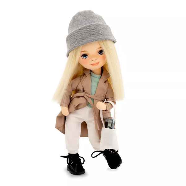 Handgefertigte Puppe "MIA in einem beigen Trenchcoat" 32 cm - myshop-ffm