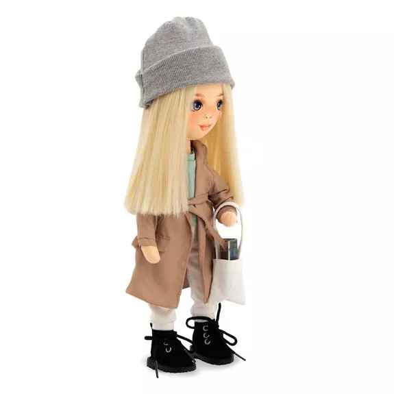 Handgefertigte Puppe "MIA in einem beigen Trenchcoat" 32 cm - myshop-ffm