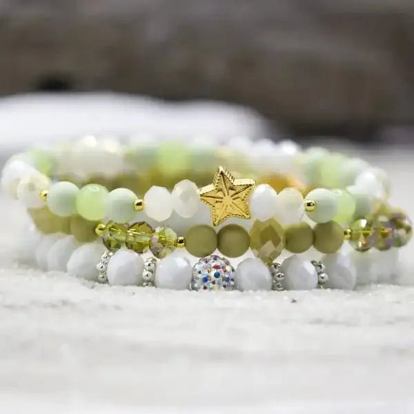 Handgefertigtes Armband "Ilka Clear White" Kristallkugeln - myshop-ffm