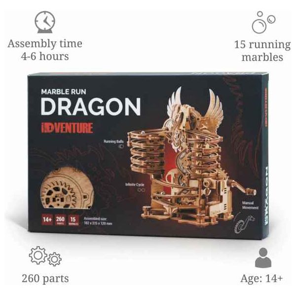 iDventure "Marble Run Dragon" Holz Murmelbahn -  DIY Holzbausatz - myshop-ffm