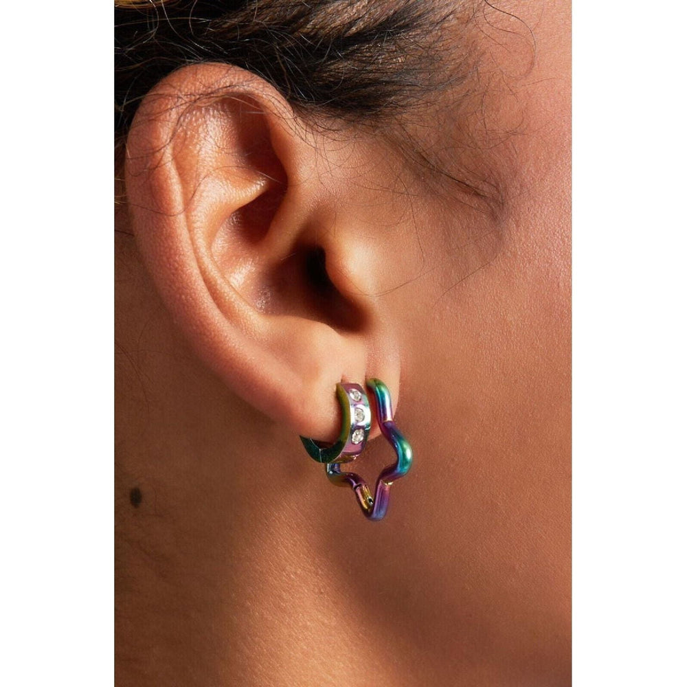 Ohrringe Stern-Multicolor holographisch Edelstahl Nickelfrei - myshop-ffm