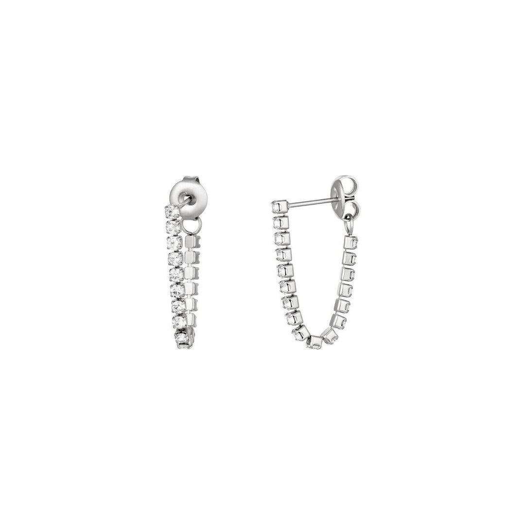 Ohrstecker "Strass" hängend mit Strass in Silber - myshop-ffm