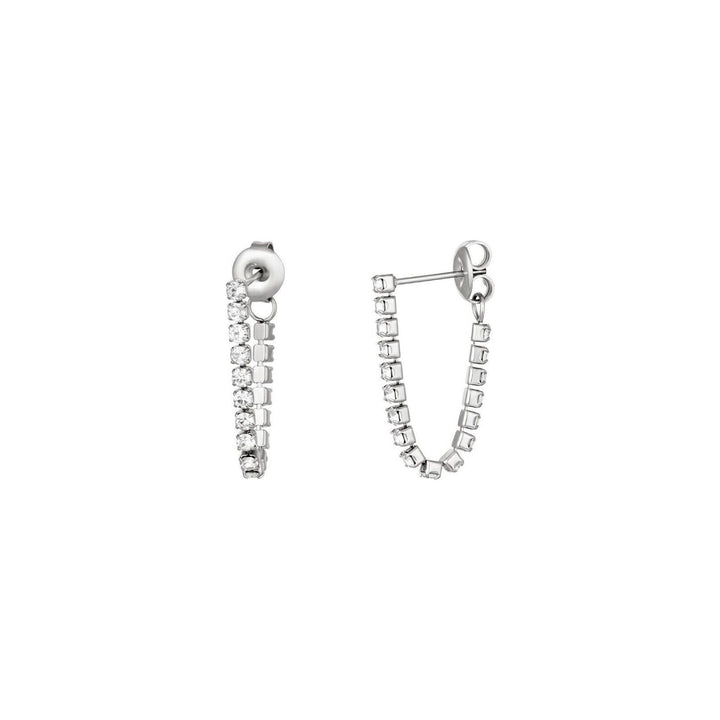 Ohrstecker "Strass" hängend mit Strass in Silber - myshop-ffm