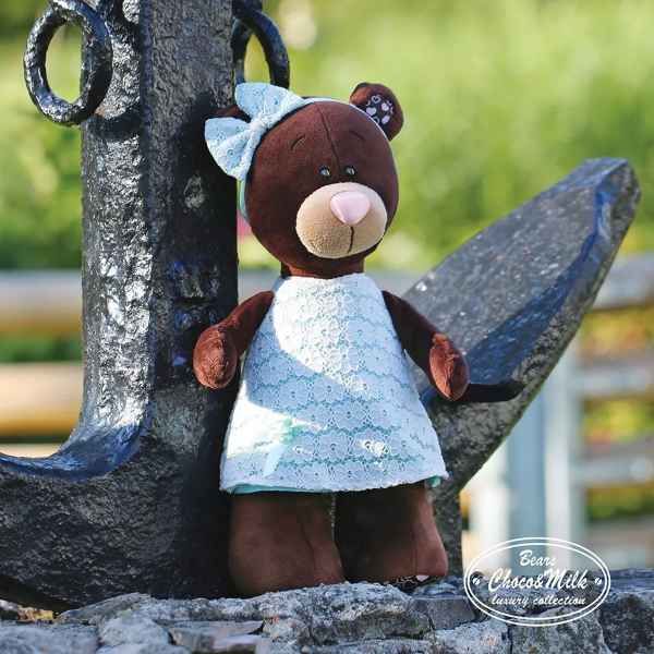 Plüsch und Stofftier "MILCH IM MINTFARBENEN KLEID" Bears Choco & Milk 25 cm - myshop-ffm