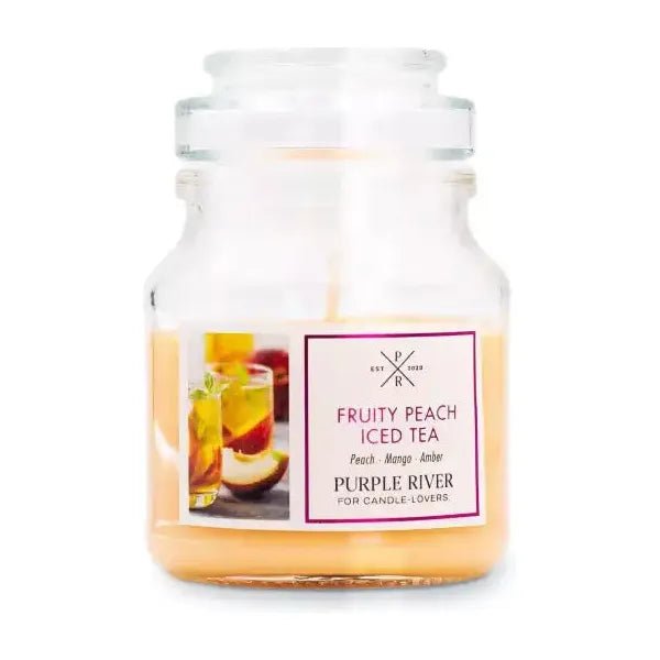 Purple River Duftkerze Fruity Peach Iced Tea - 113g im Glas bis 20-40 Stunden, handgefertigt - myshop-ffm