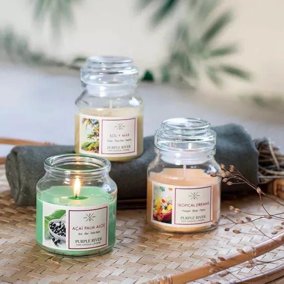 Purple River Duftkerze Fruity Peach Iced Tea - 113g im Glas bis 20-40 Stunden, handgefertigt - myshop-ffm