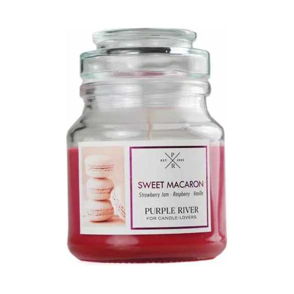 Purple River Duftkerze Sweet Macaron - 113g im Glas bis 20-40 Stunden, handgefertigt - myshop-ffm