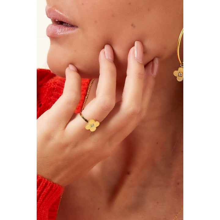 Ring "Zum Glück" in Silber mit Zirkonia verstellbar - myshop-ffm