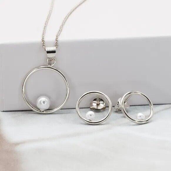 Schmuckset Halskette & Ohrstecker "Circle" 925 Silber in 3 Varianten - myshop-ffm