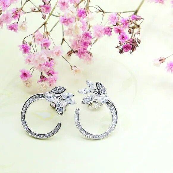 Schmuckset Halskette & Ohrstecker "Flora" 925 Silber in Silber & Kristallen - myshop-ffm