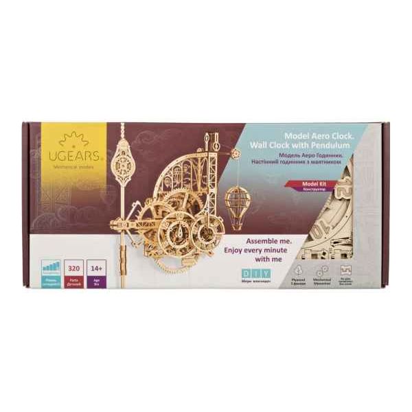 Ugears "Aero Wanduhr mit Pendel"  Mechanischer DIY 3D Modellbausatz - myshop-ffm