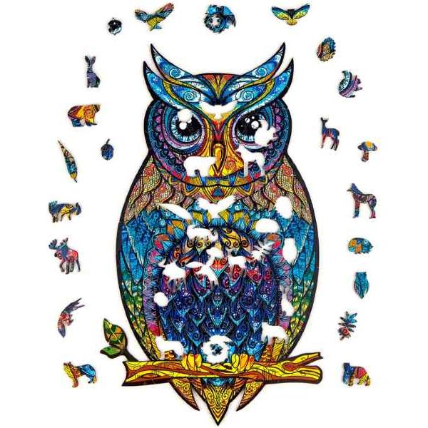 Unidragon "Die Anmutige Eule" in S, M, L, XL Klassisches Lege/Wand Puzzle aus Holz - myshop-ffm