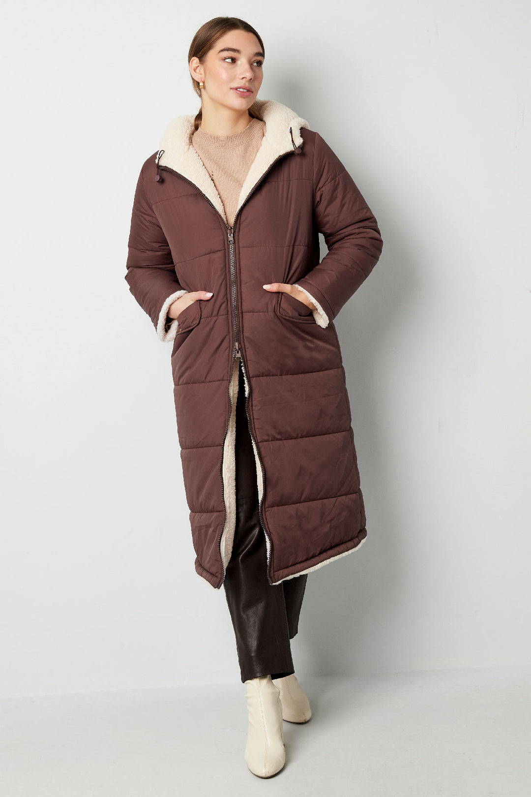 Damen Lange  Wintermantel Winterjacke Wärmejacke mit Kapuze