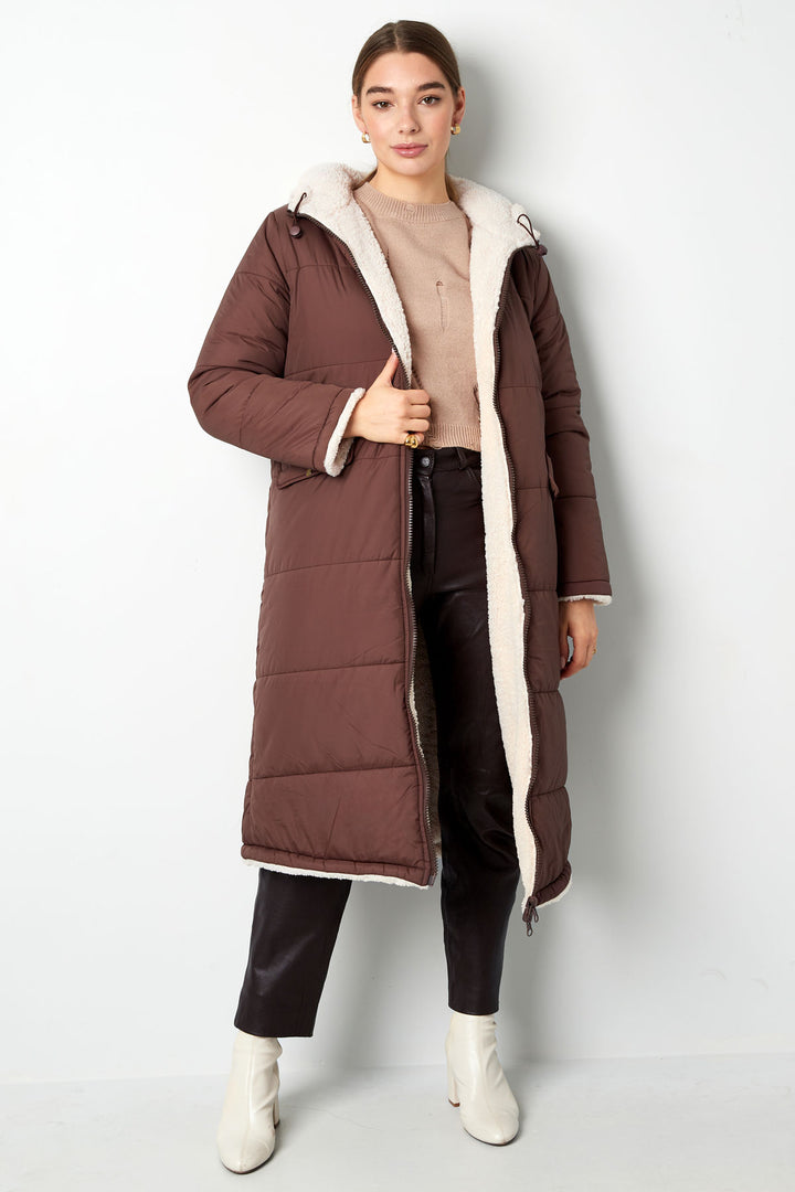 Damen Lange  Wintermantel Winterjacke Wärmejacke mit Kapuze