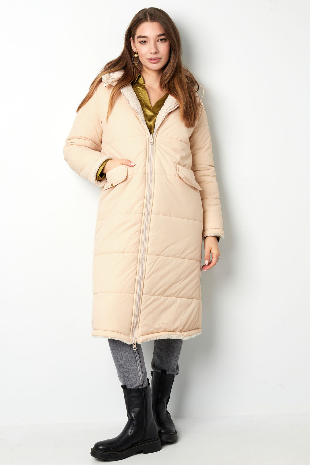 Damen Lange  Wintermantel Winterjacke Wärmejacke mit Kapuze