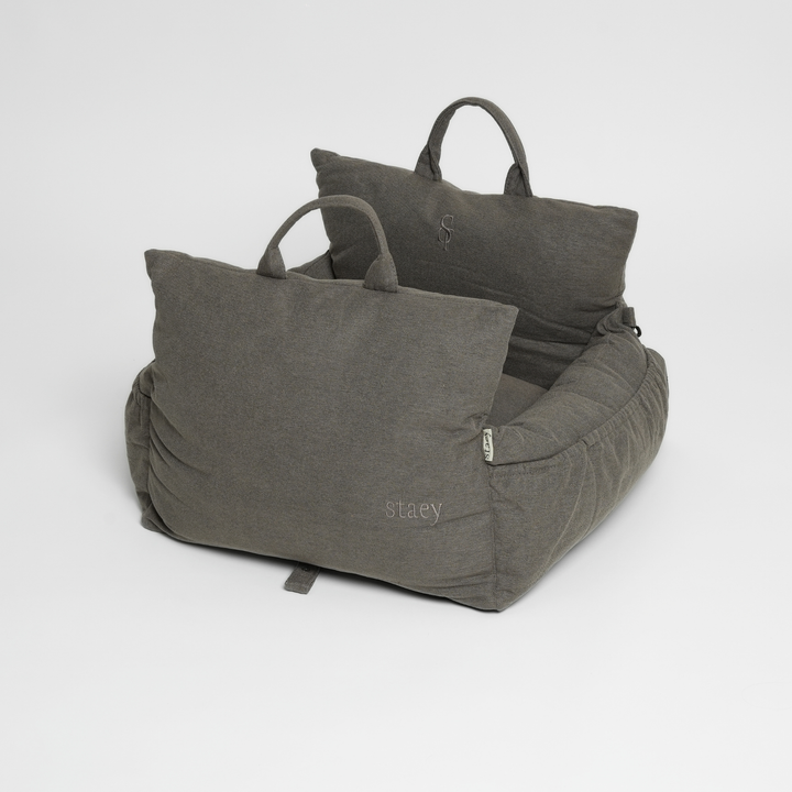 Staey „Lara“ Hund Autositz Taupe | 3-in-1 Hundebett