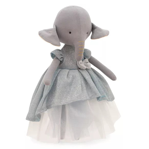 Plüsch und Stofftier "ALI DER ELEFANT" Hellblaues Kleid 30 cm