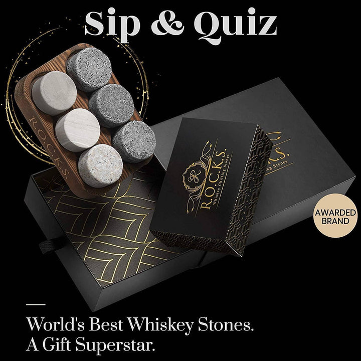 ROCKS × Whiskey Quiz – Geschenkset mit Whisky-Kühlsteinen