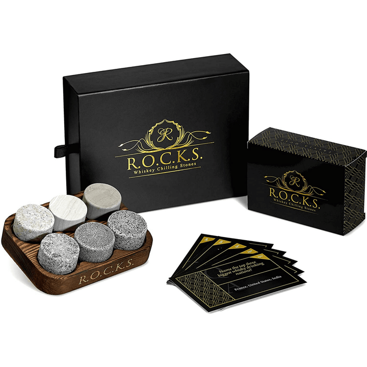 ROCKS × Whiskey Quiz – Geschenkset mit Whisky-Kühlsteinen