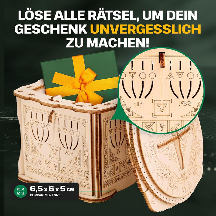 Escape Welt HOLZ SECRET LOCK BOX - Escape Room Spiel - Rätsel