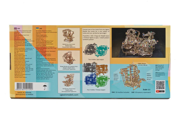 Ugears "Marble Run Spiral Hoist" Murmelbahn mit Spiralaufzug DIY