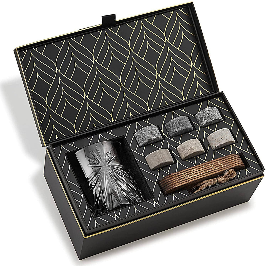 ROCKS Connoisseur-Set – Soleil Whiskyglas & Kühlsteine