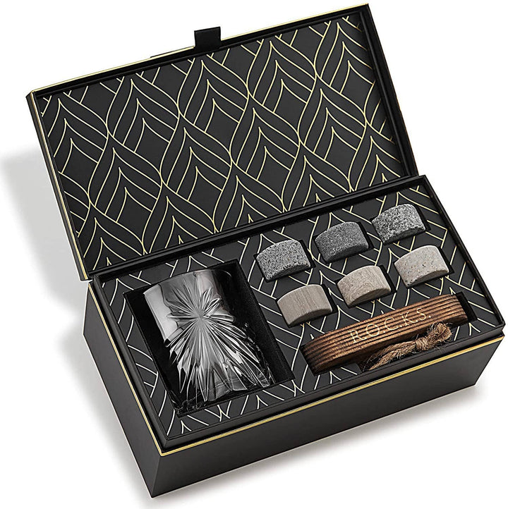 ROCKS Connoisseur-Set – Soleil Whiskyglas & Kühlsteine